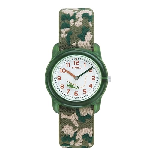 Timex Boys T78141 Time Machines Green Camo Elastic Fabric Strap Watch