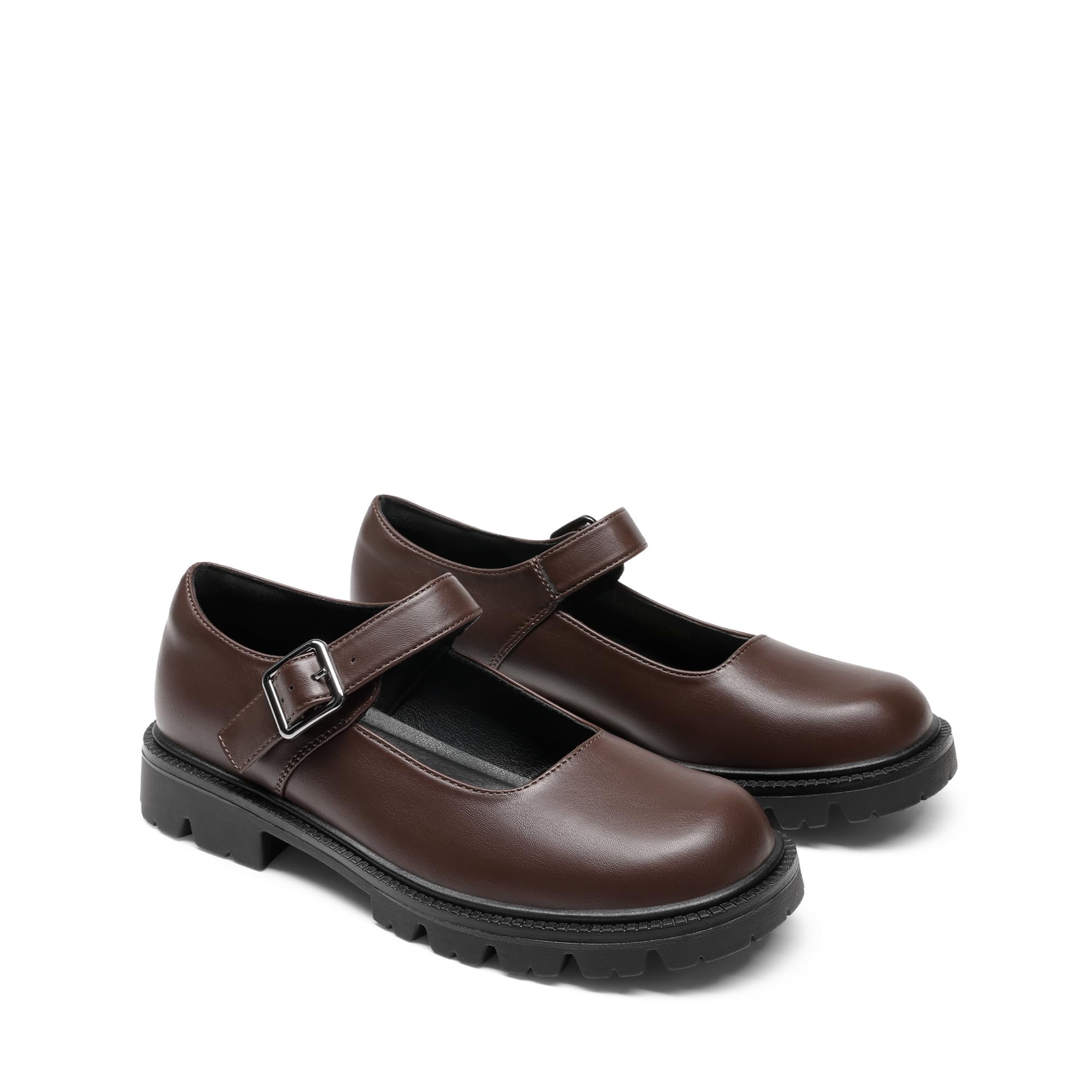 DREAM PAIRS Women's Chunky Mary Jane Flats | classic comfortable cute platform flats,school business office shoes, for work and daily with adjustable