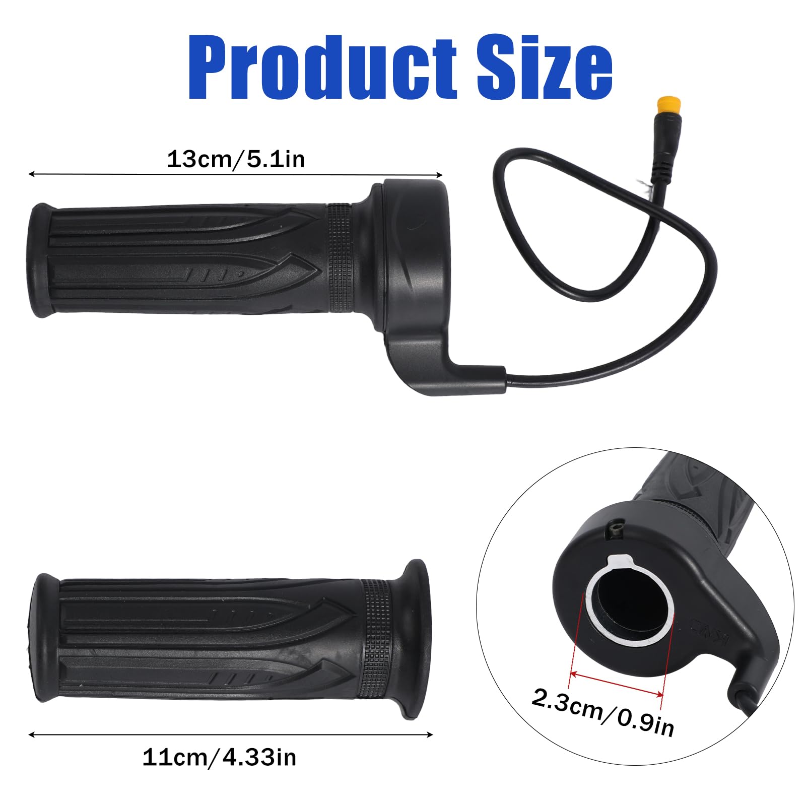 2pz Manopola Acceleratore a Rotazione Completa 20X per Bici Elettrica Acceleratore a Rotazione, 12V-72V con Connessione Impermeabile 3 Pin per Conversione di Biciclette Elettriche Scooter Motociclette