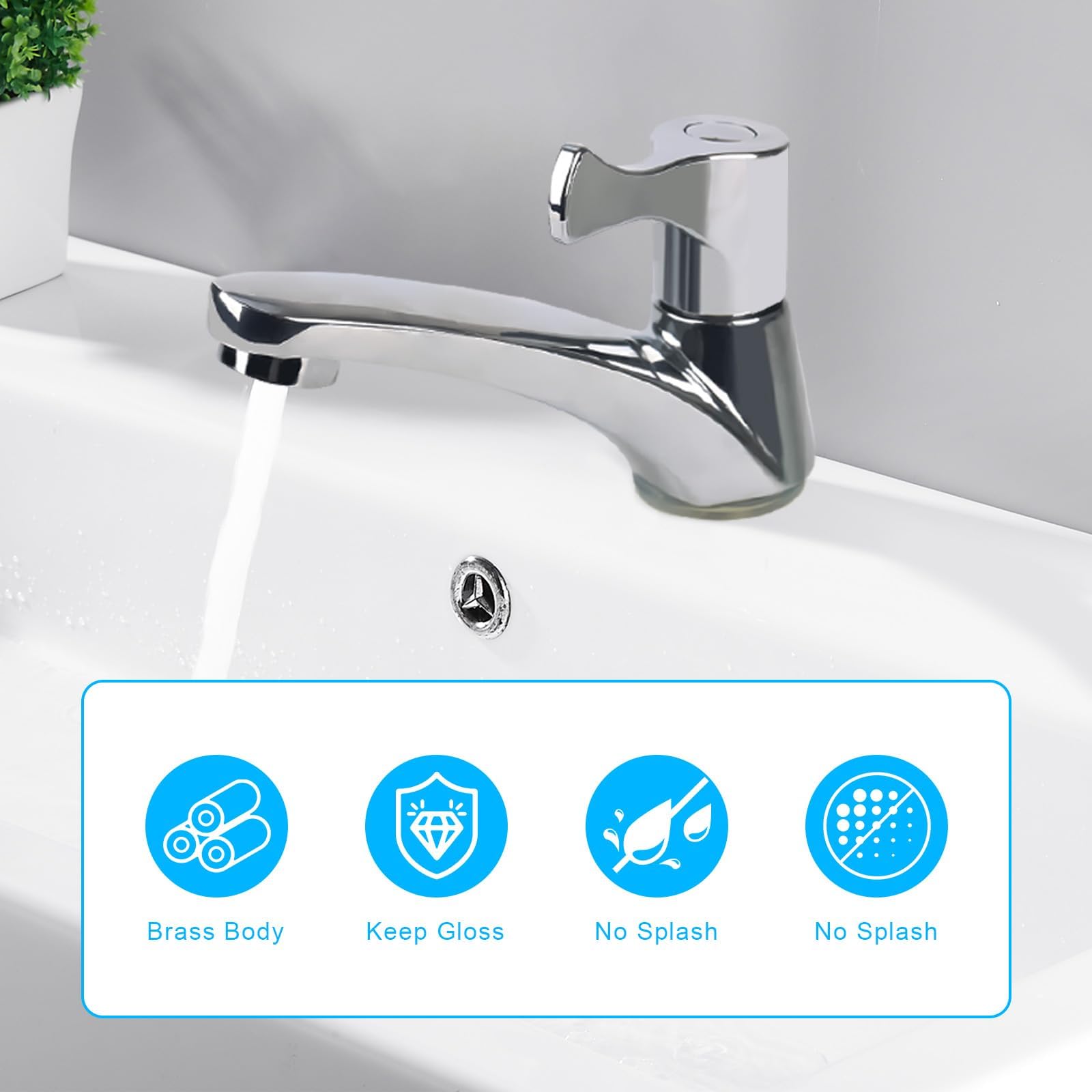 Rubinetto lungo per acqua fredda da parete per bagno, rubinetto per
