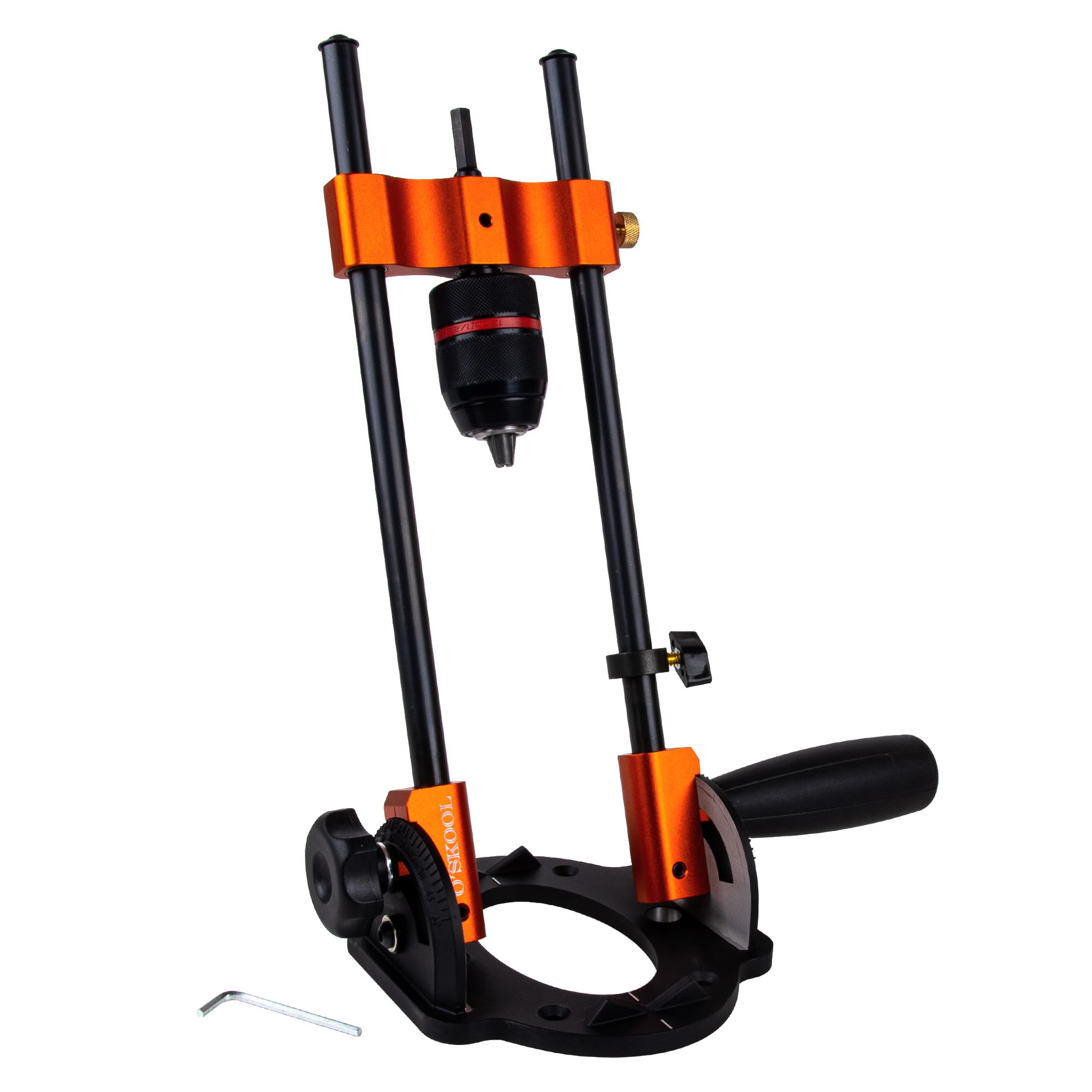 O'SKOOL Multi-Angle Drill Guide for Cordless Drills, Adjustable from 0° to 60° for Flat and Round Workpieces