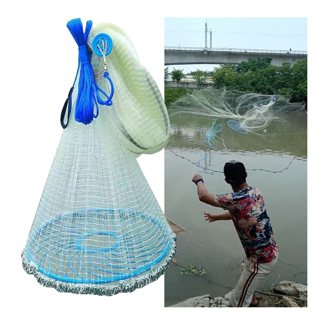 Red de Pesca de Agua Dulce, Red de Lanzamiento Manual for Principiantes, Red giratoria for Peces con Cebo, Ideal for Lagos, ríos, océanos y Bancos de Arena.