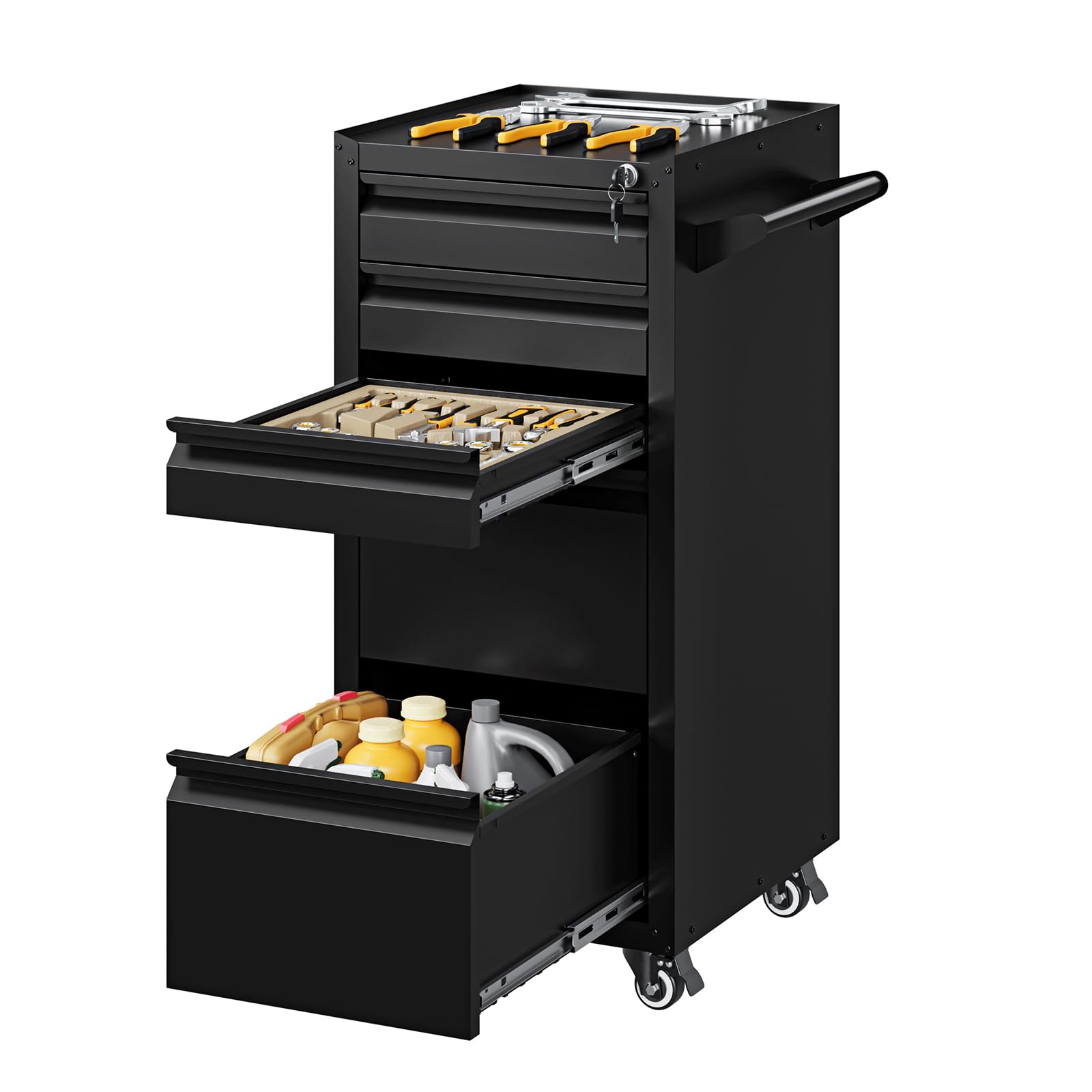 Yizosh 5-Drawer Metal Tool Storage Cabinet with Wheels