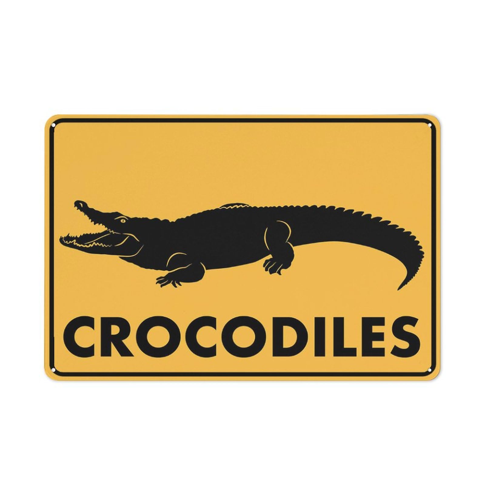 Crocodile Sign 8X12 Inch Rust Free Aluminum Easy To Read & Sturdy Keep Out Outdoor Metal Signs For Home Farm Yard