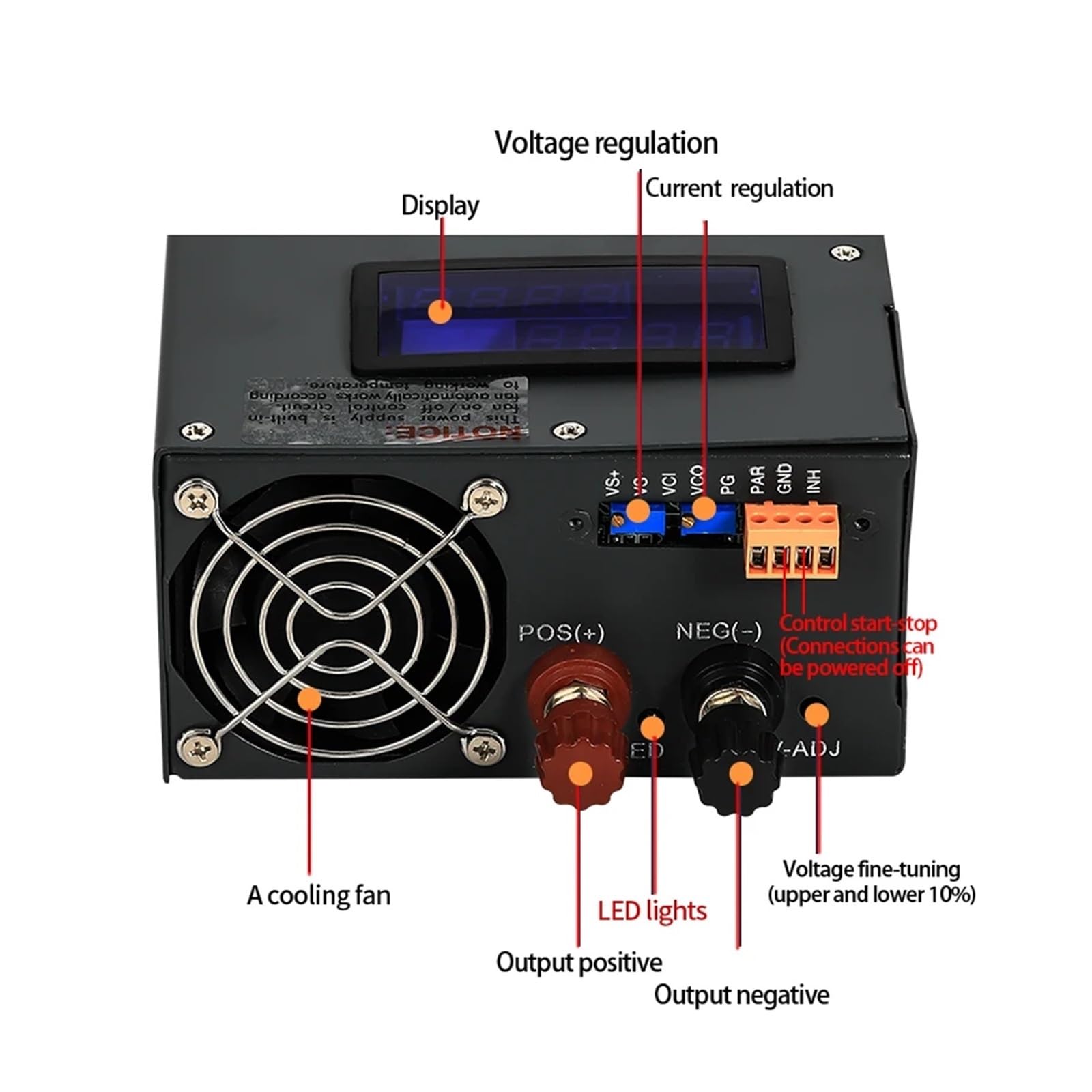 Fuente de alimentación conmutada 1200 W, 0-12 V, 15, 24, 36, 48, 60, 80, 110, 220, 300 CA/CC, 110/220/380 CA, Pantalla Digital Ajustable(0-300v 0-4a-1200w,220VAC)