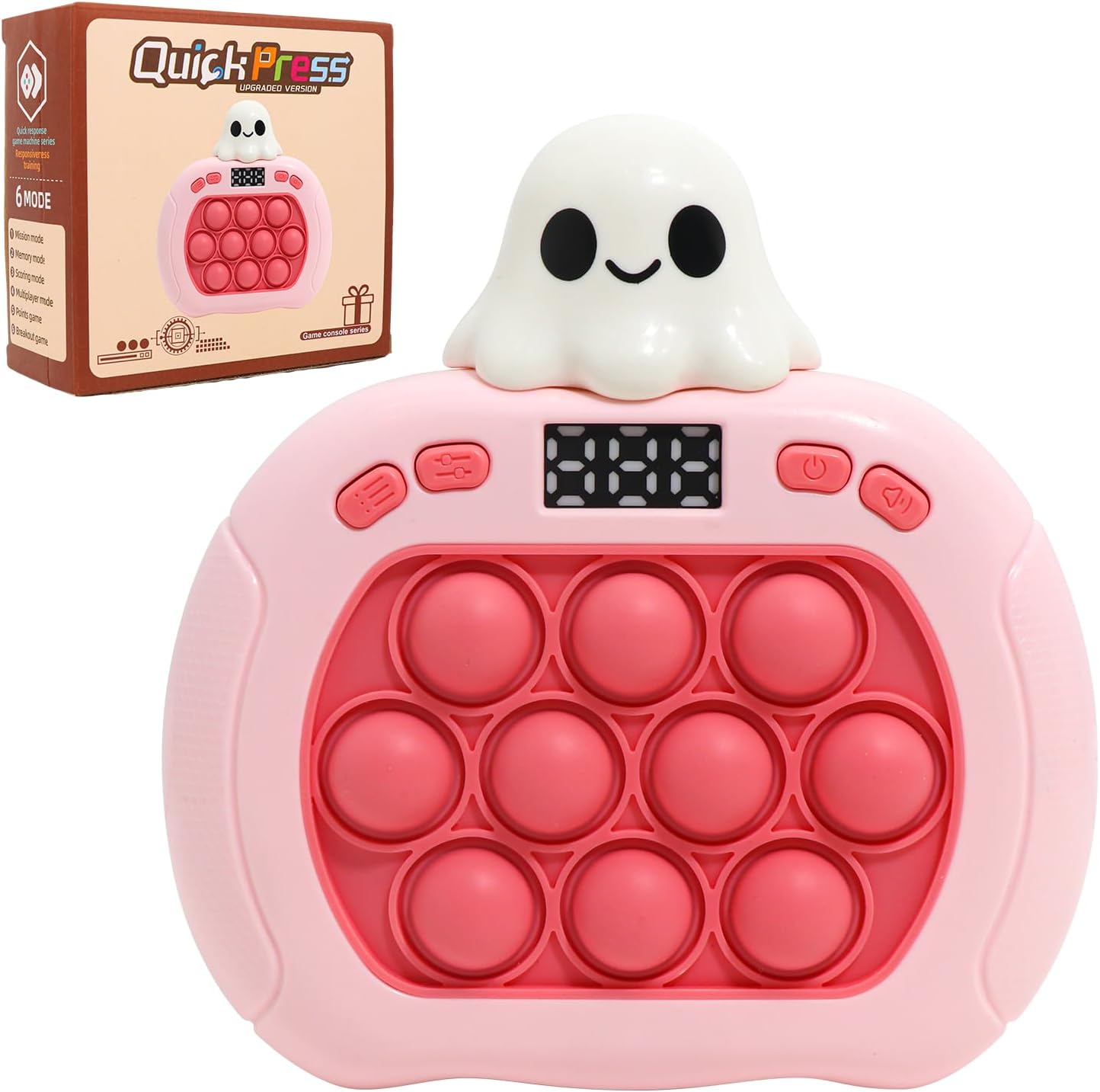 Quick Push Bubble Game,POP Toy Fast Push Game,Quick Push Pop Fidget Toys for Kids 3-12 Years Old,6 Game Mode Upgrades,Handheld Puzzle Games for Halloween and Christmas,Sensory Toys (Ghost)