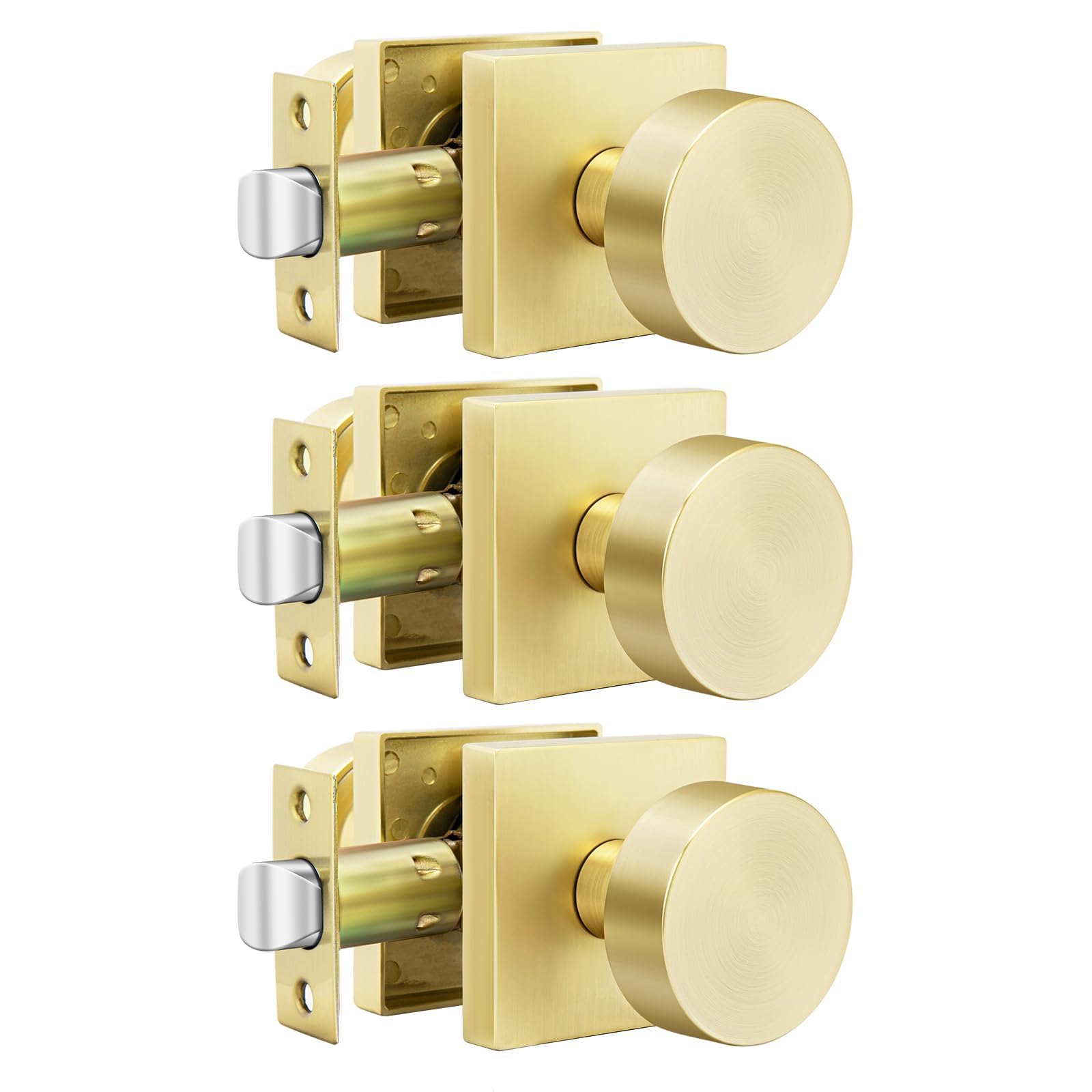 Gold Door Knobs - 6 Pack Zinc Alloy -23