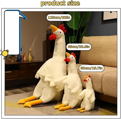 Miniatura 10 de Yuthsona Almohada de peluche de pollo, juguetes gigantes de peluche de animales de granja, acogedora almohada de felpa de pollo para dormir, regalos