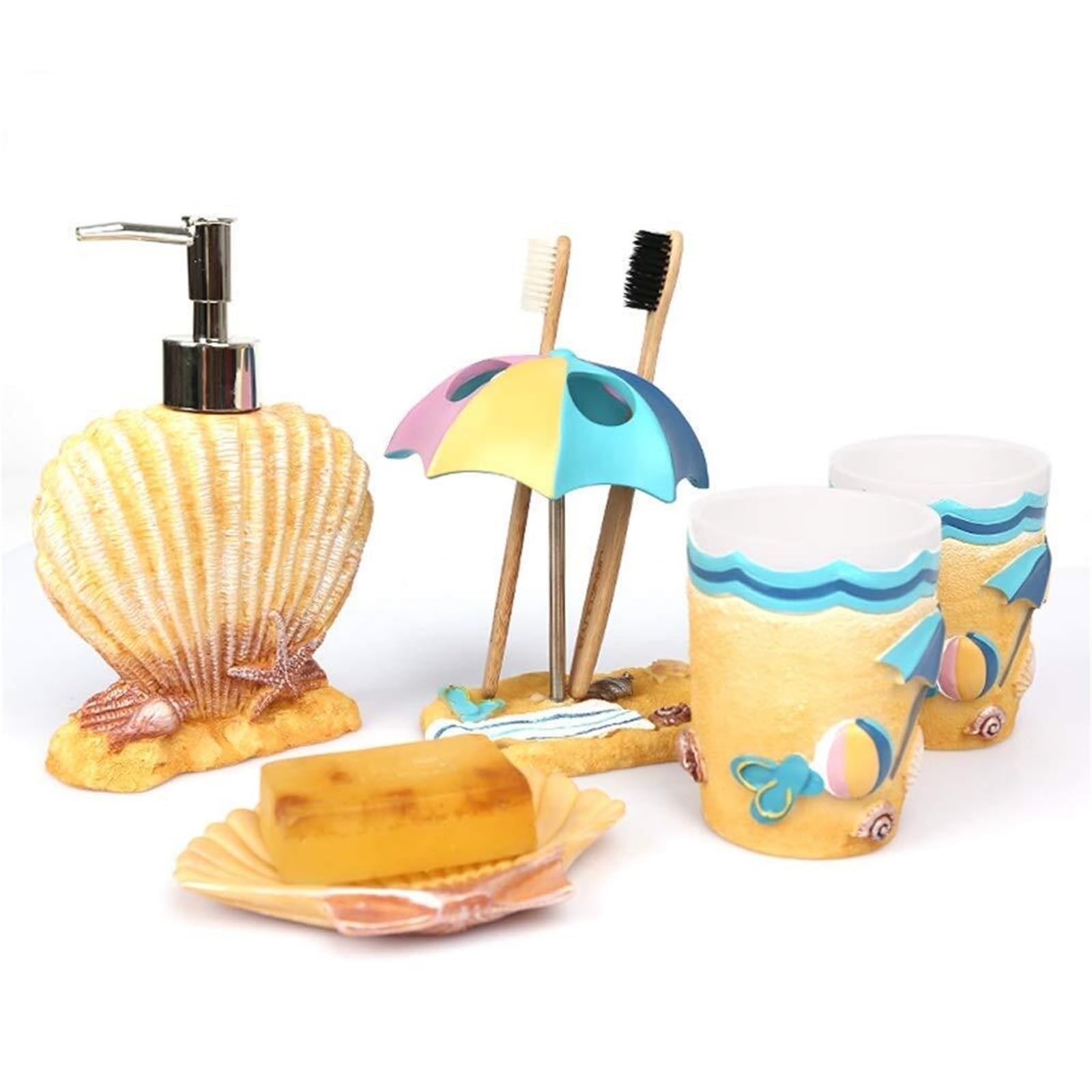 Juego de accesorios de baño juego de accesorios baño resina playa contra el desorden