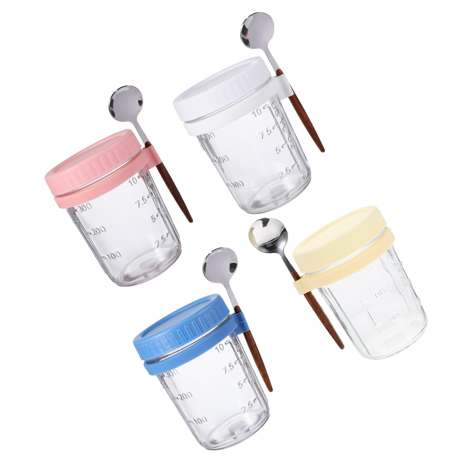 Garneck 4 Recipientes de Vidrio Herméticos de 350ml con Cuchara