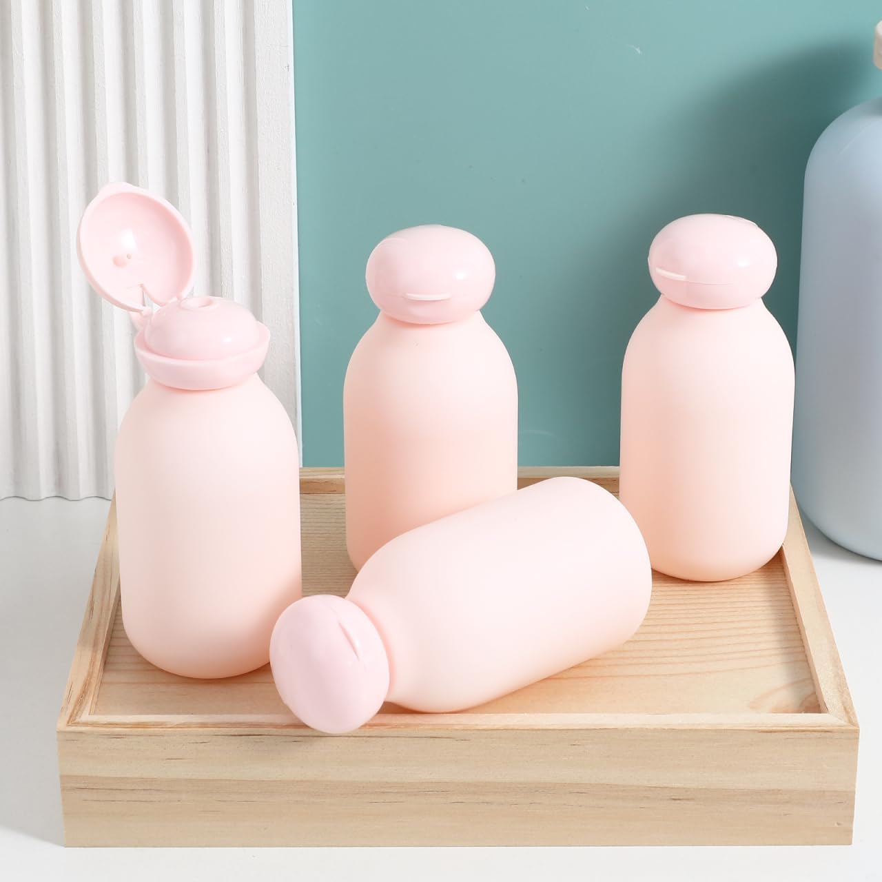 Travel Bottles 4 Pack 3.93X1.57 Inch Refillable Plastic Squeeze Bottles for Shampoo Conditioner Lotion Toiletries Portable Travel Size Containers