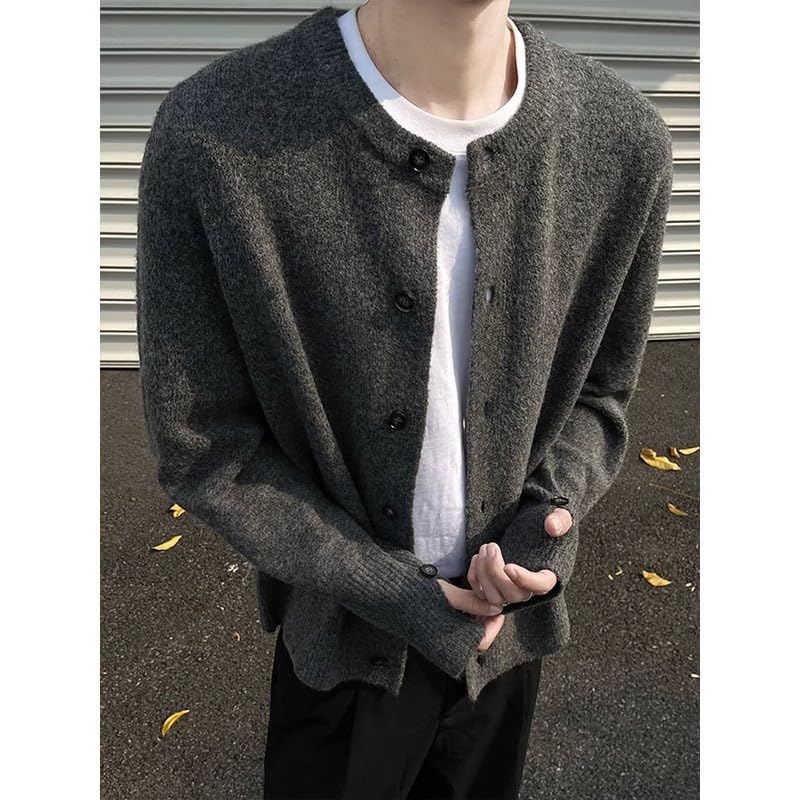 Men's Long Sleeve Cardigan Sweater Button Down Knit Loose Fit Cardigan Open Front Casual Sweater2