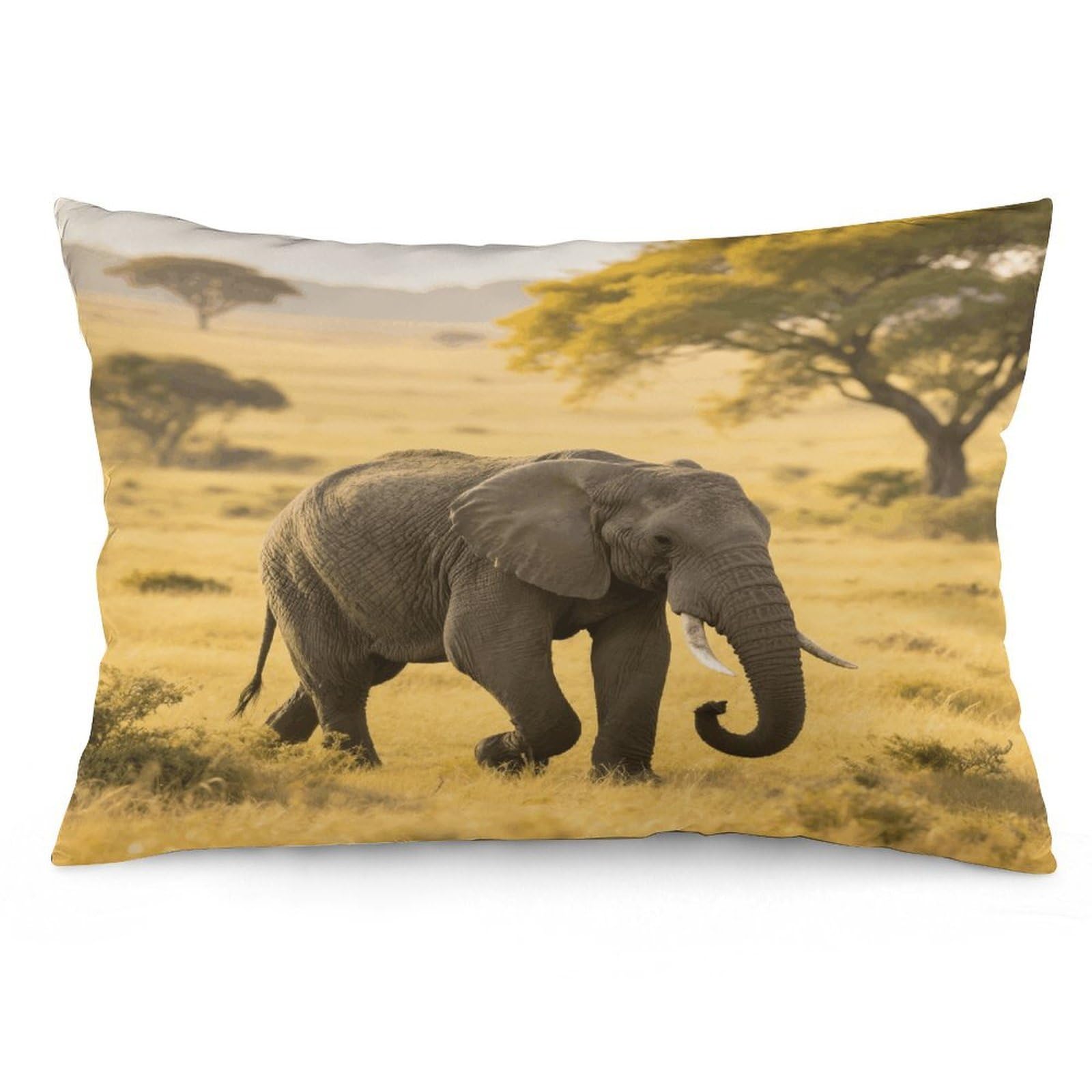 Elephant Throw Pillow Cover Soft Pillow Case Decorative Lumbar Pillow Cover Cozy Throw Pillowcase Polyester Rectangular Cushion Case Decor for Couch Sofa Bed