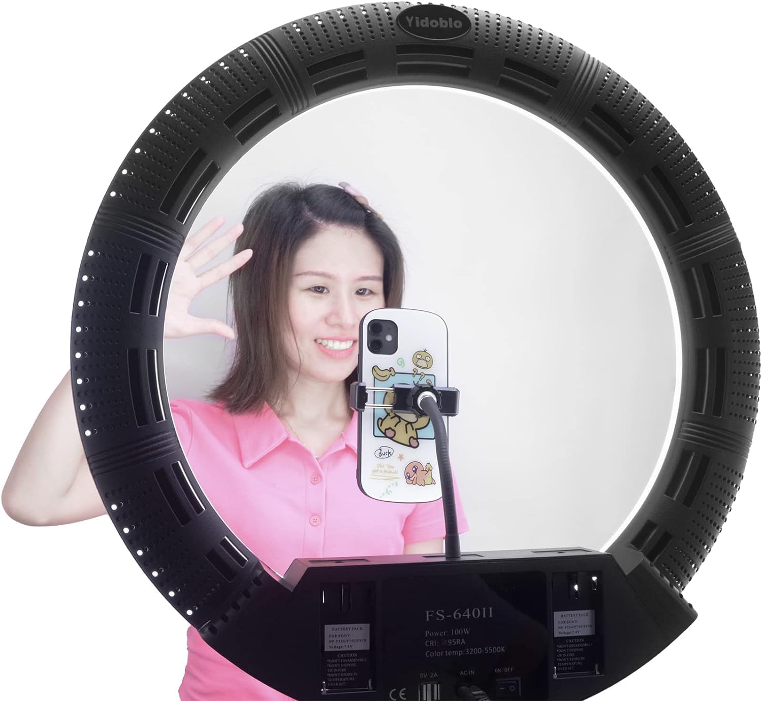 22 Zoll 100W LED-Ringlampe Licht Kits:Handtasche,Infrarot-Fernbedienung und 3 Basen der Handy-Halterung,für Make-up Portrait Selfie YouTube Beleuchtung (ohne Stativ)