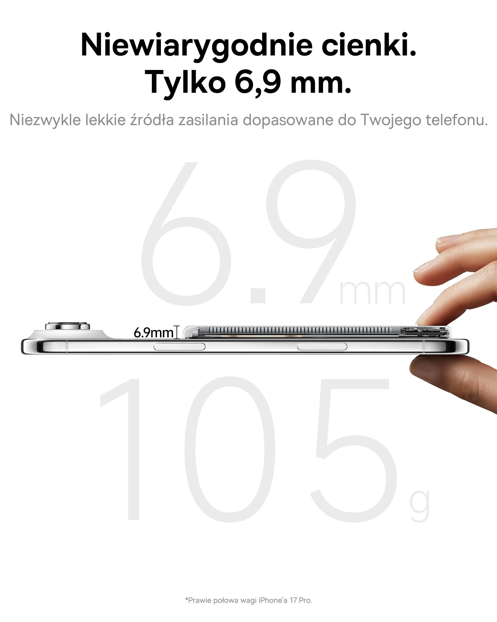 Baseus Picogo Air 0,69 cm Ultra Slim 5000 mAh Magsafe Power Bank, certyfikat CCC, magnetyczna przenośna ładowarka z USB-C, 22,5 W szybkiego ładowania, zewnętrzny akumulator zewnętrzny do iPhone 17/16