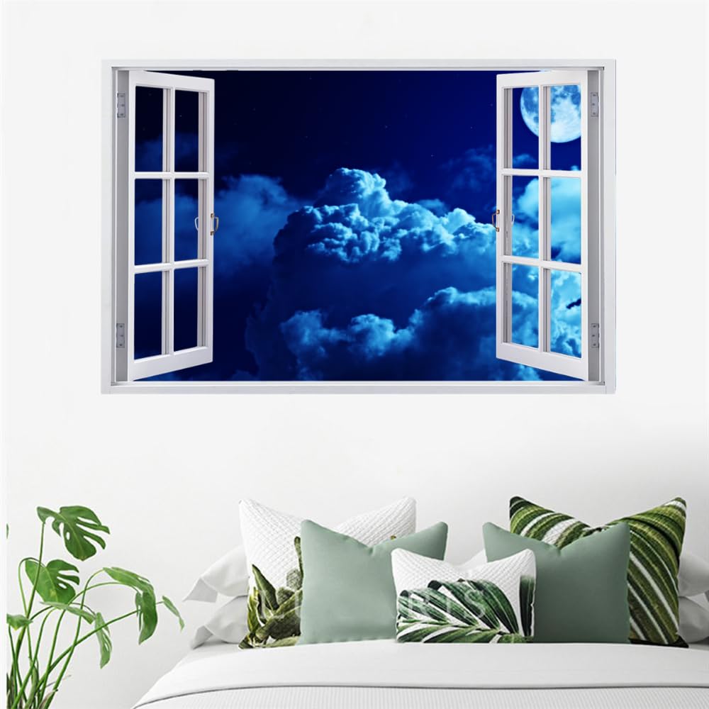 Stickers Muraux 3D Brisé Lune Décoration De La Maison Amovible En Vinyle De Tatouage Mural Décalcomanies Art Pour Bébé Pépinière Fille Garçon Enfants Chambre 110x70cm