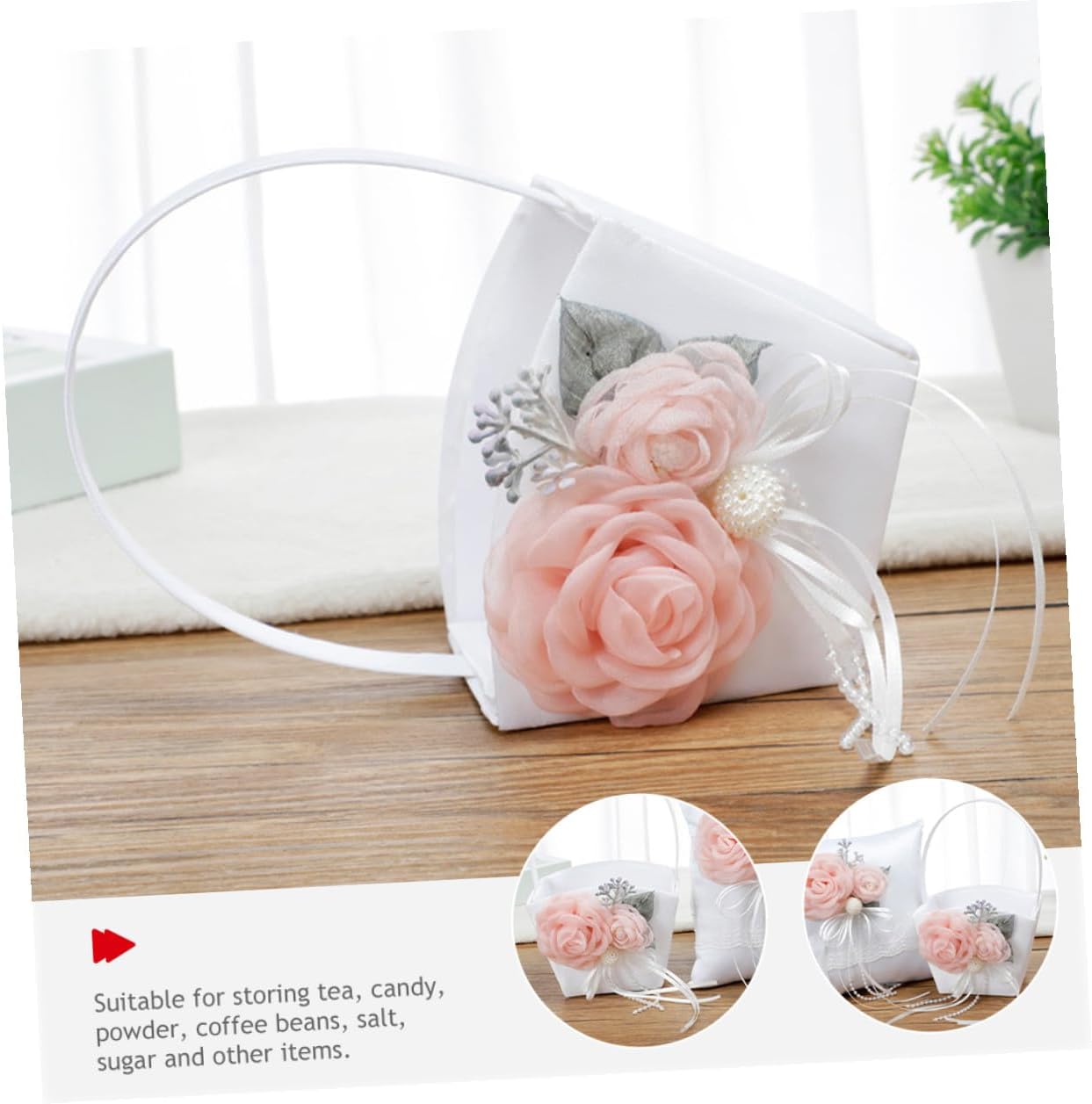 Luxshiny Handheld Wedding Basket Fabric Petal Storage Basket for Flower Party Ceremony Supplies