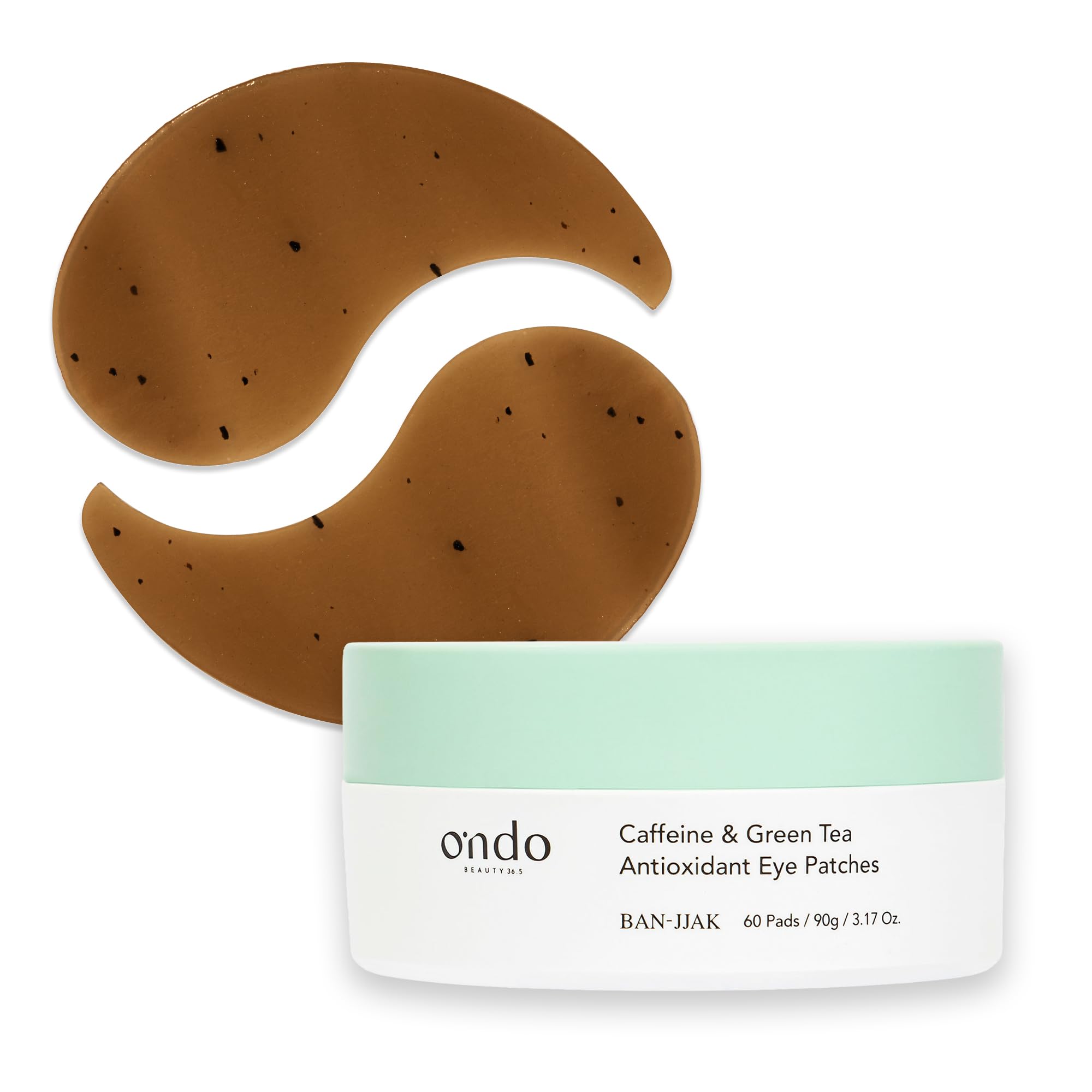 Ondo Beauty 36.5 Caffeine & Green Tea Antioxidant Eye Patches | Parches de Hidrogel para Ojos con Té Verde y Cafeína | Antiarrugas, Bolsas y Efecto Antioxidante | Cosmética Vegana Coreana, 60 uds
