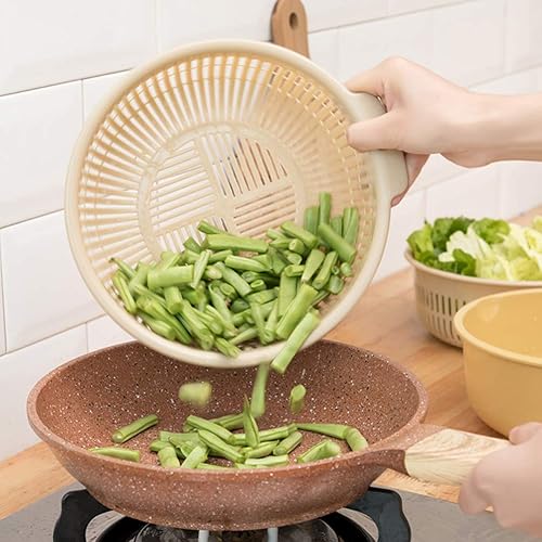 Miniatura 3 de Hemoton Cesta de drenaje multifuncional de doble capa grande nórdico para almacenamiento de lavado de verduras, drenaje rápido, diseño desmontable