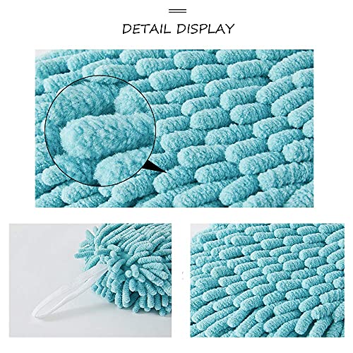Hand Towel For Bathroom 2-Pack White & Blue Microfiber Chenille Fluffy Small Hand Towel Ball For Decorating Kitchen Washstand Or Powder Room. #TOP5