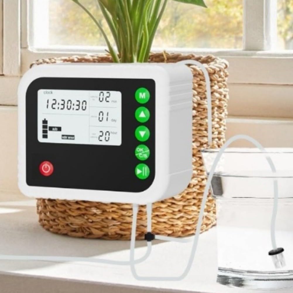 Automatisches Bewässerungssystem Zimmerpflanzen, Tropfbewässerung Set Indoor für bis zu 15 Töpfe, Pflanzenbewässerung Urlaub mit Timer, Auto Wassergabe Kit für Büro und Gewächshaus