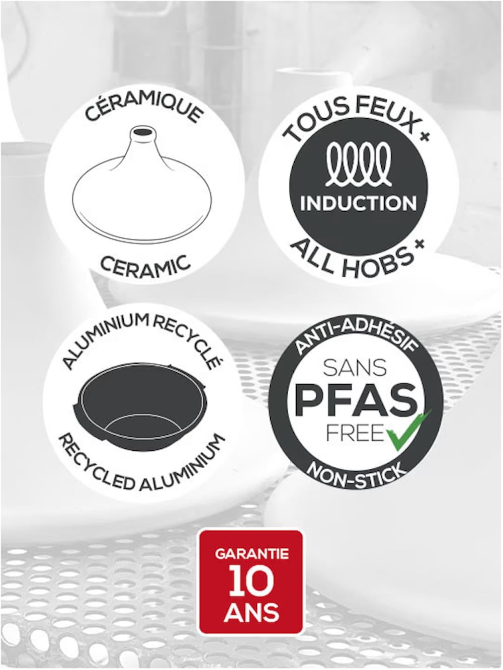 PEUGEOT - Plat Tajine Atlas 30 cm - Tous Feux - Pour 6 à 8 Personnes - En Aluminium Recyclé & Céramique - Anti-Adhésif Sans PFAS - Garanti 10 Ans - Fabrication Française - Coloris Vert Forêt
