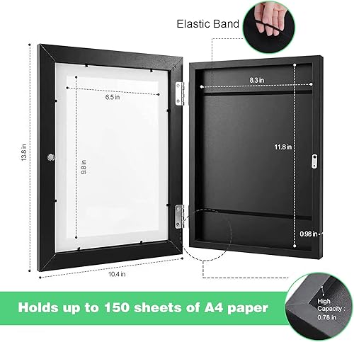 Vista 2 de ANBOO 13Inch Kids Artwork Display Frame, Flip Wooden Photo Frame for Childrens Artwork Display, Childrens Art Frame Suitable for Oil Painting