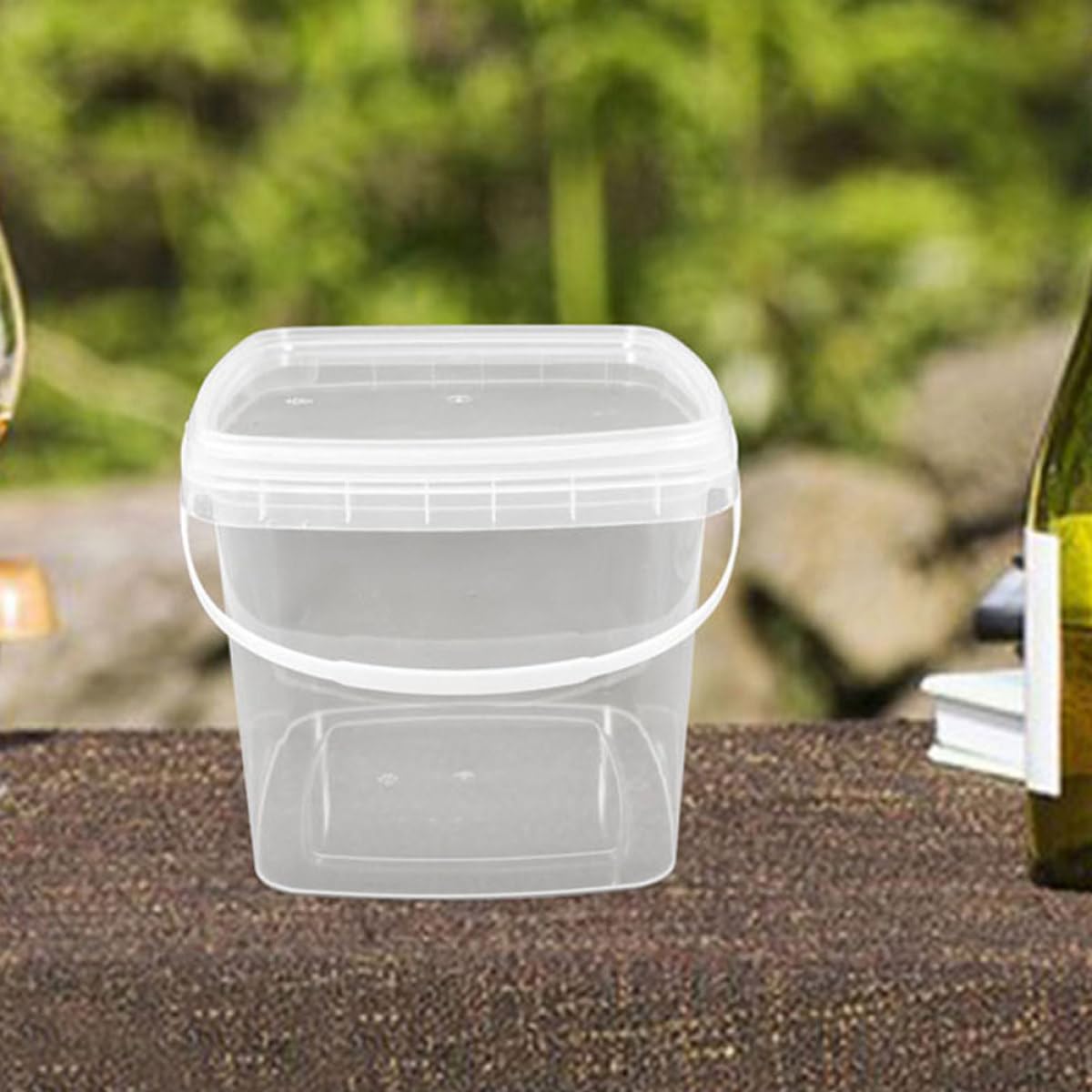 iplusmile 4 Cubos Plásticos Cuadrados 2 Litros Transparentes con Tapa Apilables y Portátiles para Almacenar Alimentos Manualidades y Organización en Cocina Garaje y Hogar