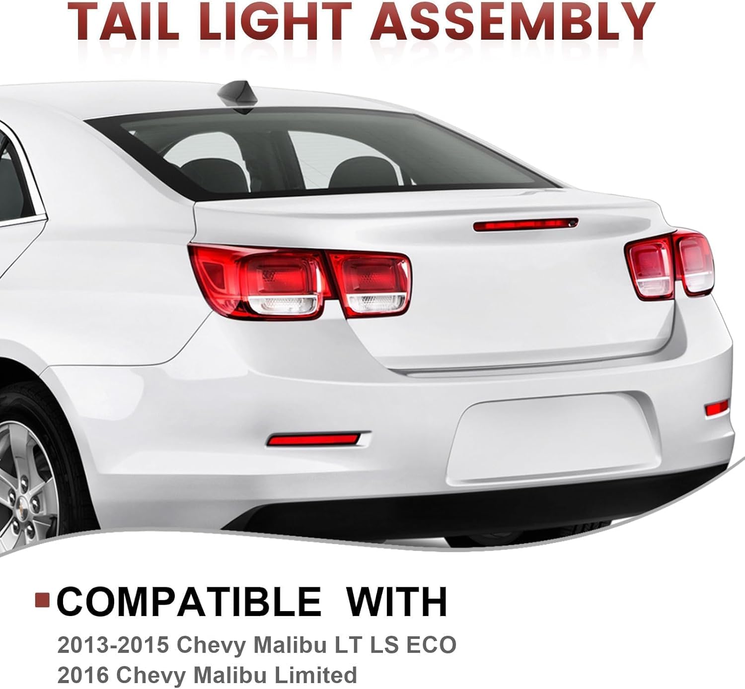 Tail Lights Outer Assembly Compatible with 2013 2014 2015 Chevy Malibu LT LS Eco,Left Driver Side Rear Light Taillights Replacement # 23294318