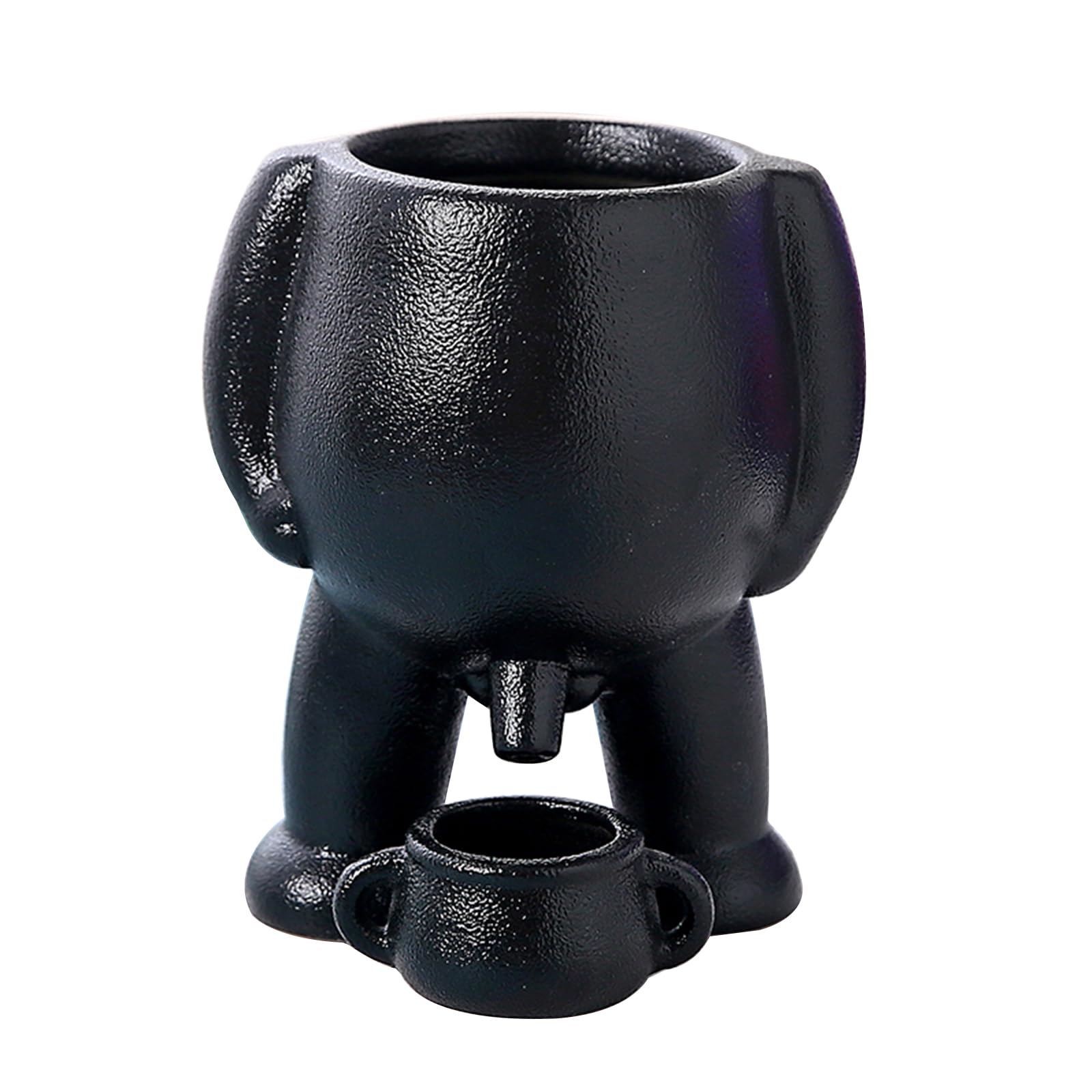Aotuha Black Ceramic Whimsical Peeing Planter With Drainage - Funny Succulent Pot For Small Plants, Cactus & Indoor Decor, Unique Garden Gift (Black)