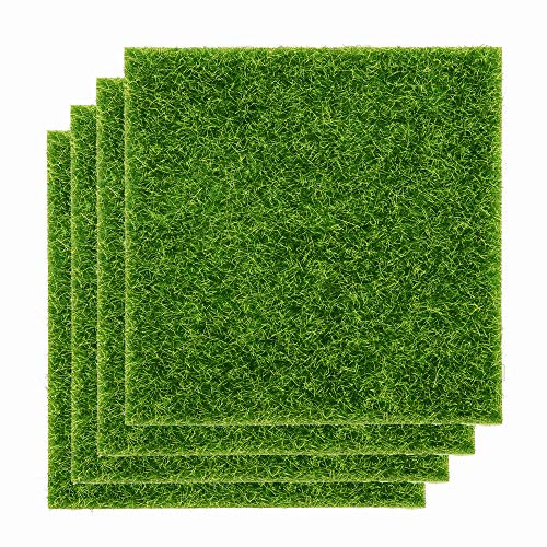 Odoria Grama artificial de gramado 4 peças para projetos escolares de jardim em miniatura DIY