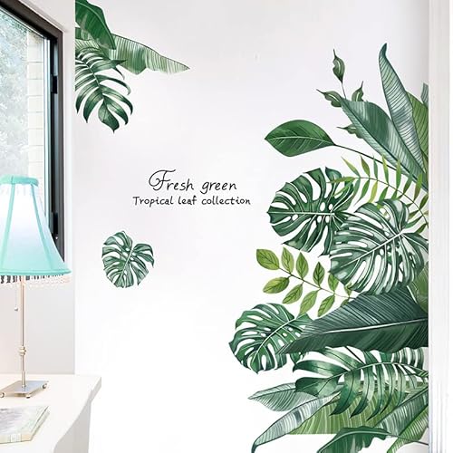 Green Tropical Leaves Wall Decal, Modowey Nature Palm Tree Leaf Plants Wall Sticker Art Murals, Waterproof Diy Wall Decor For Bedroom Living Room Classroom Offices Home Decoration #TOP5