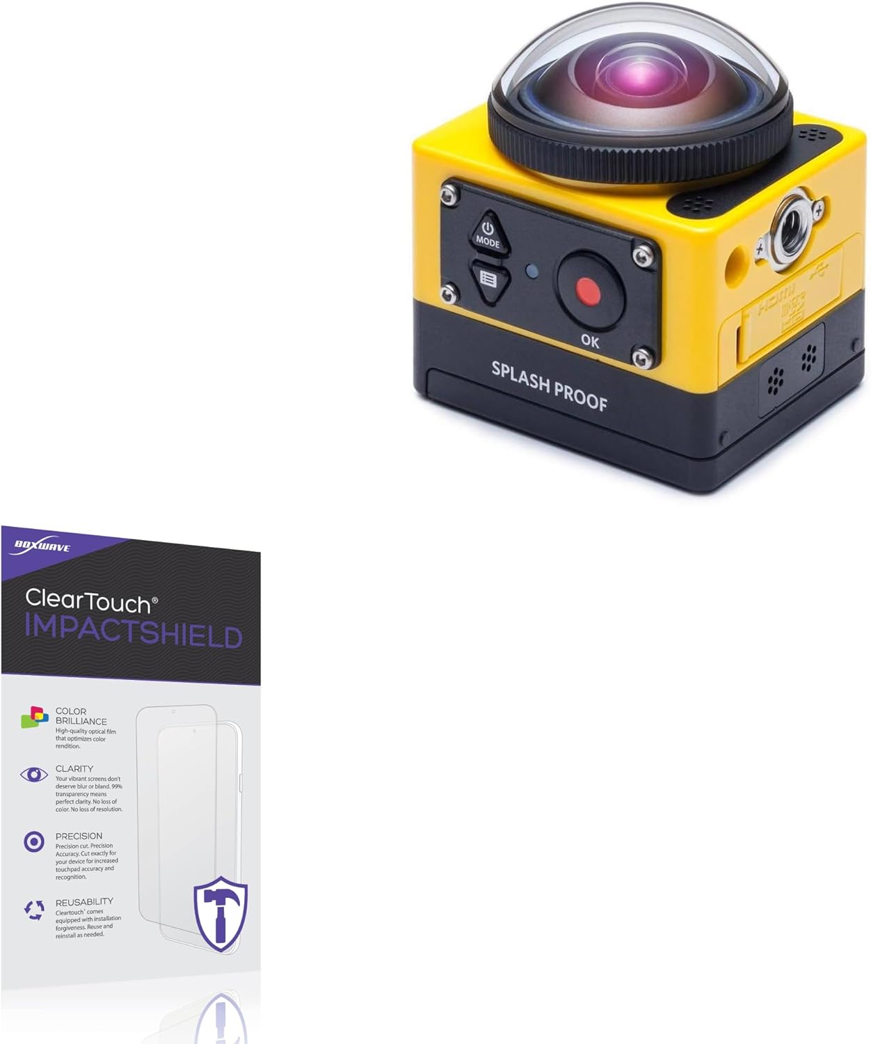 BoxWave Screen Protector Compatible with Kodak PixPro SP360 - ClearTouch ImpactShield (2-Pack), Impenetrable Screen Protector Flexible Film