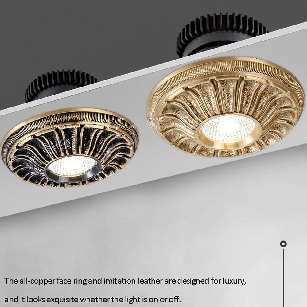 Focos Led Empotrables para Techos, Redondos, De Latón Cepillado. Diámetro Exterior: 115 Mm, Tamaño del Orificio De Corte: 75-100 Mm.,Gold