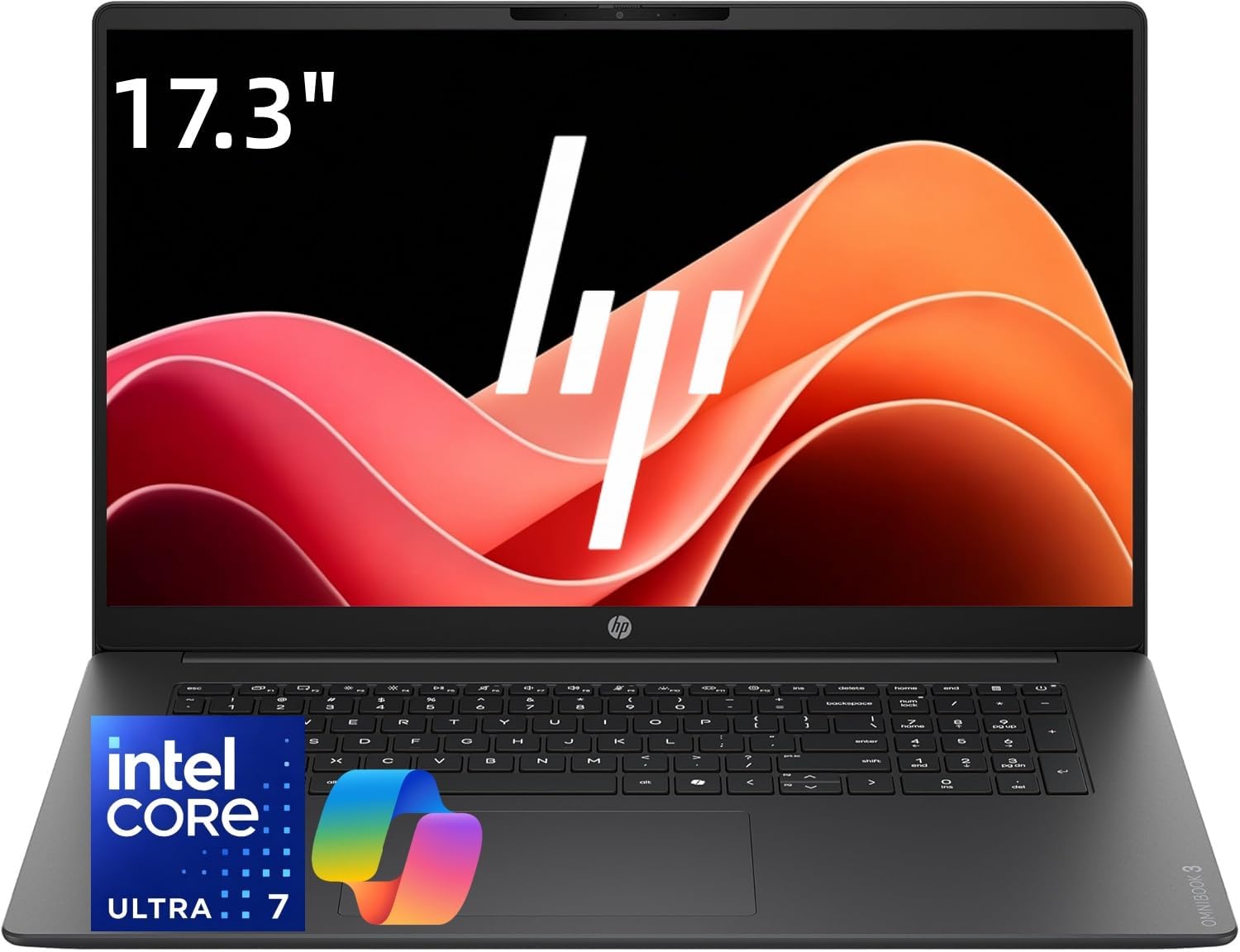 HP OmniBook 17.3" Business Laptop | Intel Core Ultra 7 255U Processor (12-Core, Up to 5.2GHz) | 16GB DDR5 RAM | 1TB PCIe SSD | Full HD IPS Display | Numeric Keypad | Wi-Fi 7 | Windows 11