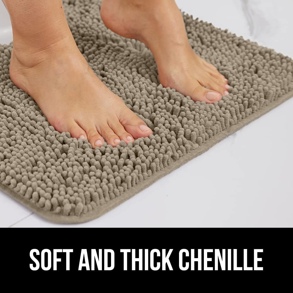 GORILLA GRIP Bathroom Rug Sets, Soft Chenille 2 Piece Area Rugs Set, Toilet Base Mat and 30x20 Carpet, Absorbent Microfiber Washable Mats Dry Quickly, Home Décor and Bath Room Accessories, Gray Beige - Image 4