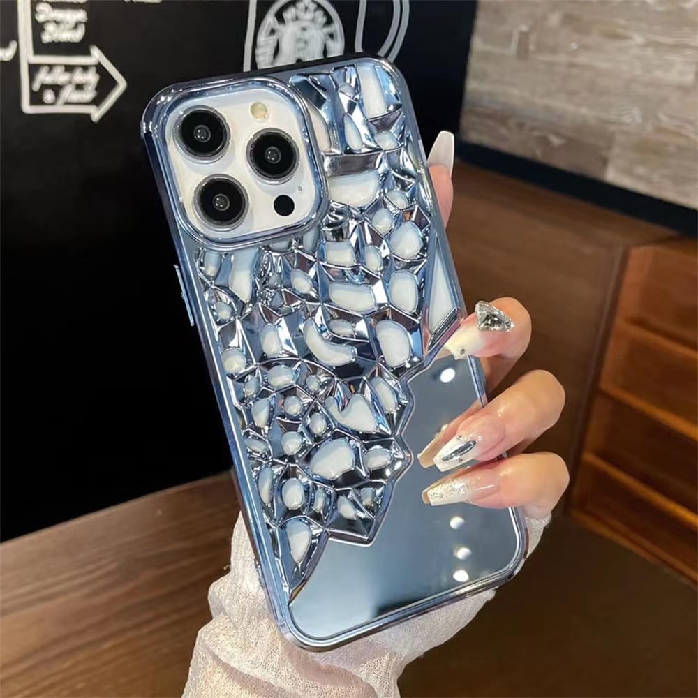 Coque miroir iPhone 13 Pro bleu antichoc 3D effet luxe