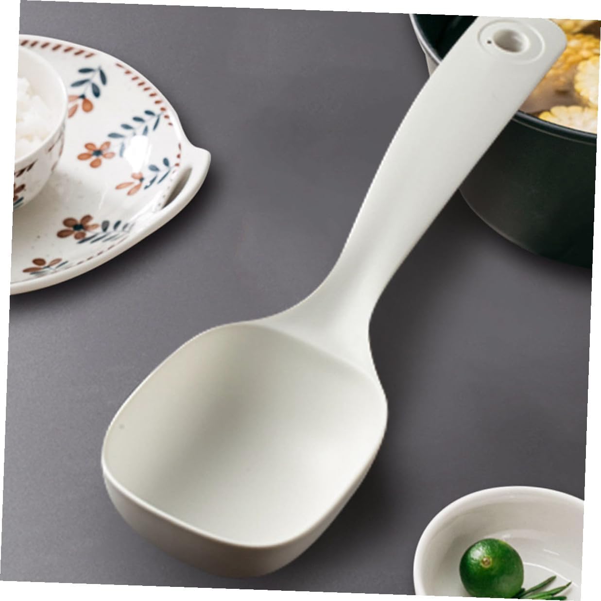 4pcs White PP Soup Ladle Set Reusable Sturdy Kitchen Serving Spoon