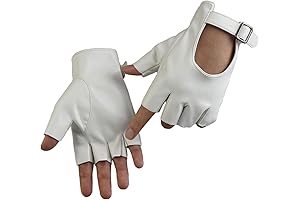 Long Keeper Fashionable White Half Fingerless Gloves for Men