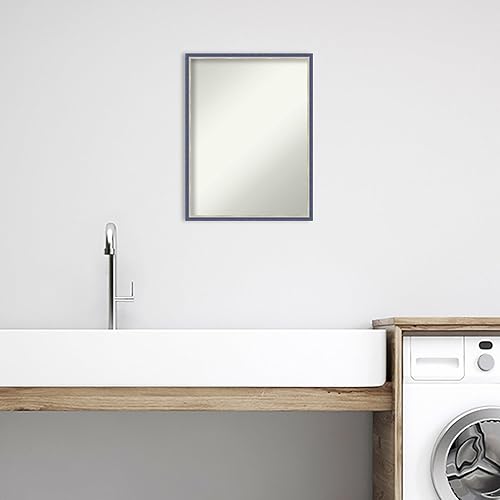 Miniatura 5 de Amanti Art Espejo de baño de madera, espejo de pared estrecho azul Theo para usar como espejo de tocador de baño sobre el fregadero (25 x 19