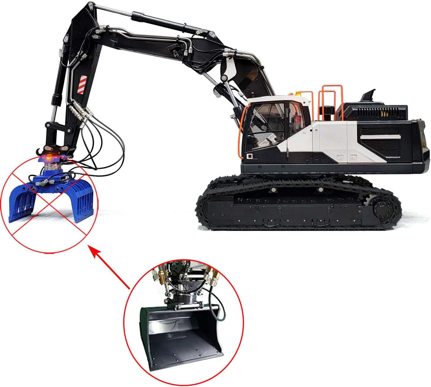 1/14 RC Hydraulic EC380 Excavator Metal Tracked 3 Arms Remote Control Diggers for Adult Hobby