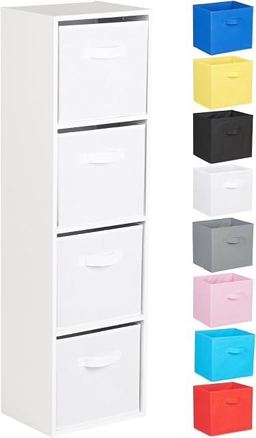 Hartleys 4 Tier White Cube Unit - Choice of Storage Boxes