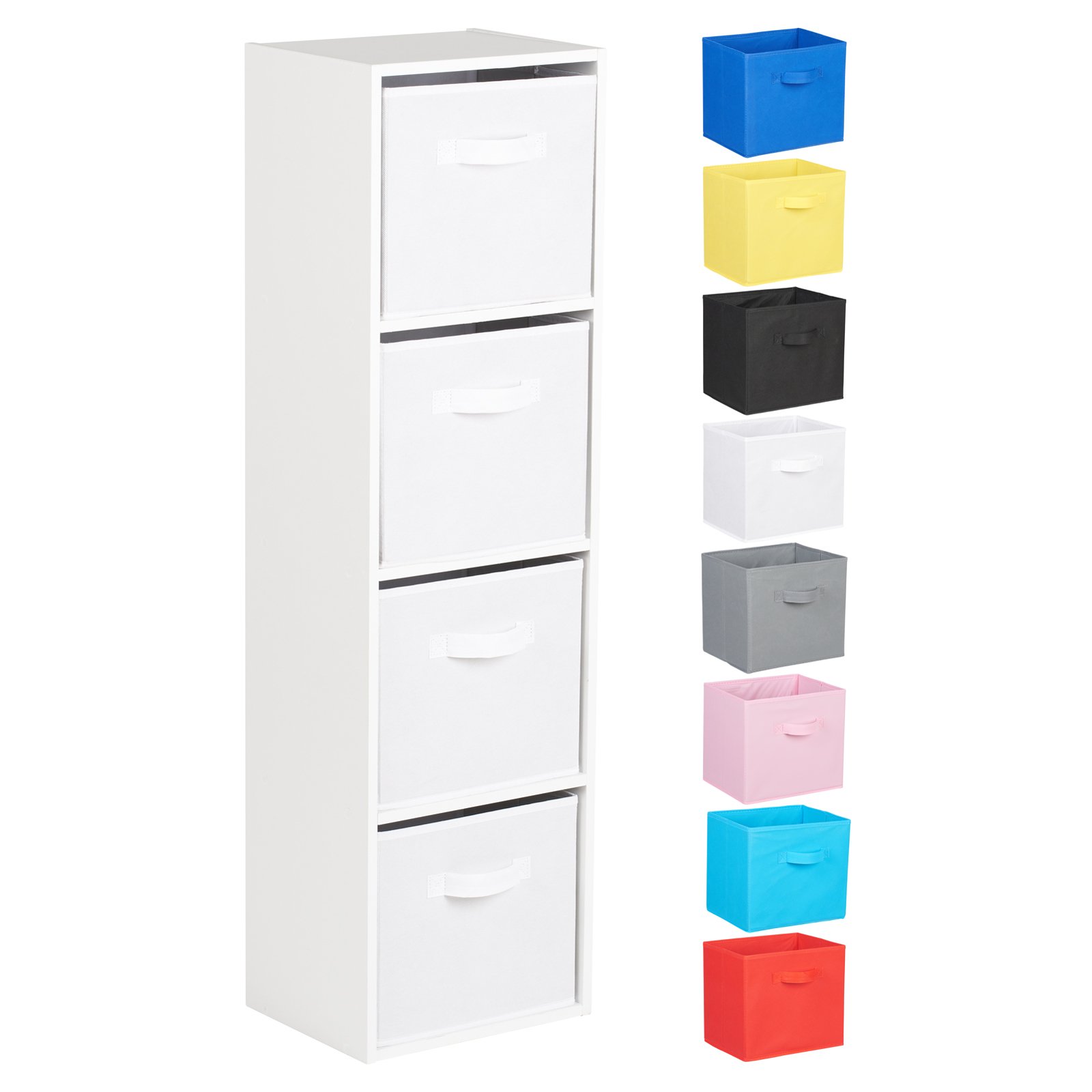 Hartleys 4 Tier White Cube Unit - Choice of Storage Boxes