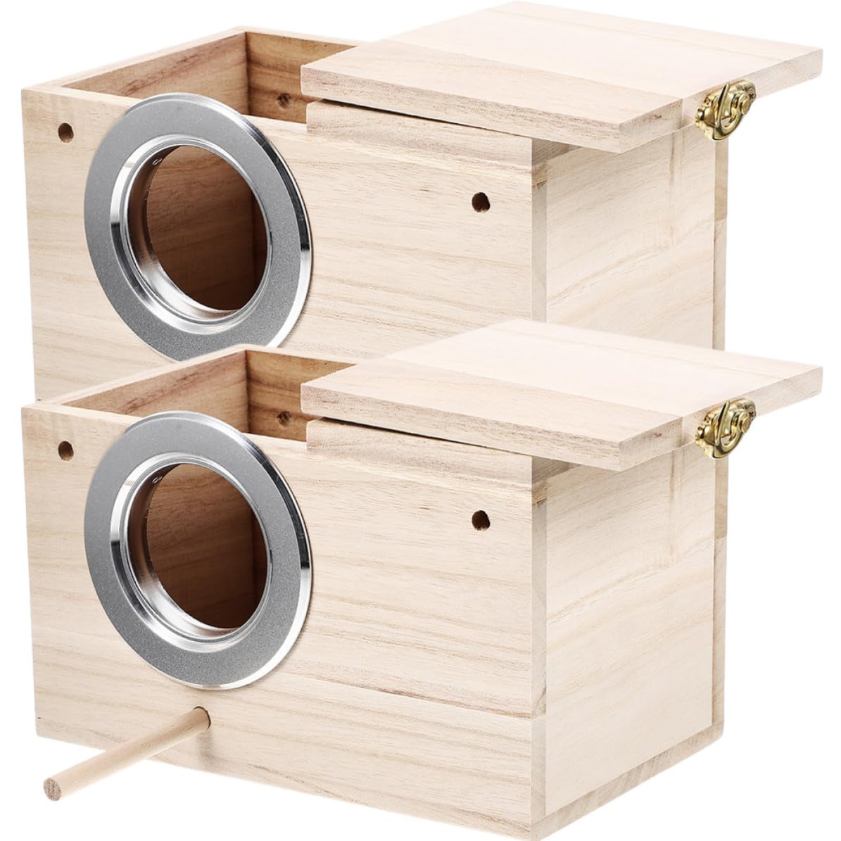 Nid d'alimentation en bois et acier pour oiseaux - Lot de 2