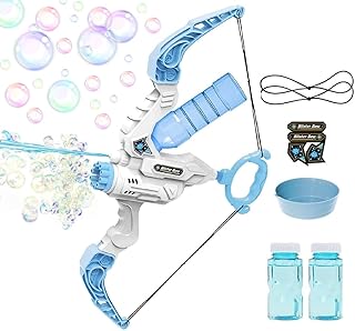 لعبة 2 في 1 بتصميم قوس وسهم مطور من تويز لاند، لعبة اطلاق الماء مع ضوء LED، منفاخ فقاعات اوتوماتيكي مع 2 محلول فقاعات، العاب صيفية للأنشطة الخارجية، هدية عيد ميلاد للاطفال (ازرق)