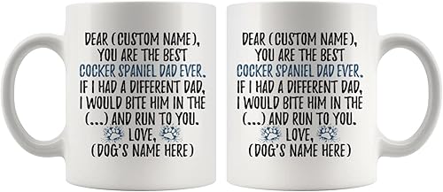 Miniatura 5 de Taza personalizada de perro Cocker Spaniel para papá, Cocker Spaniel para hombres, taza de perro Spaniel para papá, regalo del dueño del perro