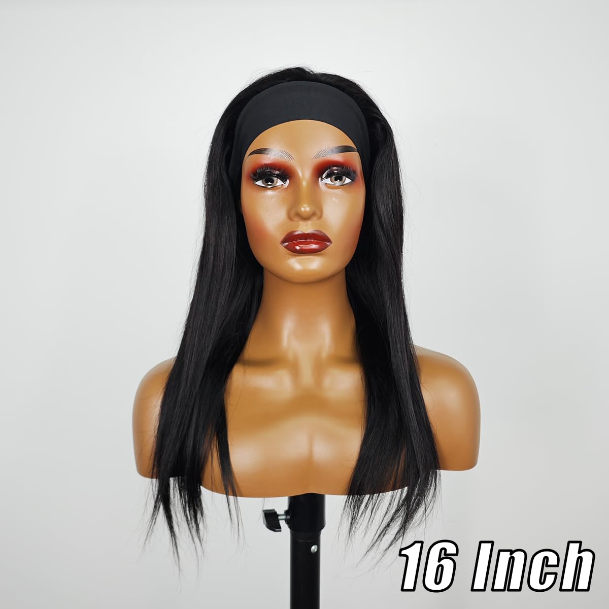 Straight Headband Wig Human Hair for Women 22-Inch 180% Density Headband Wigs Glueless Human Hair Wig(Straight, Natural Black)