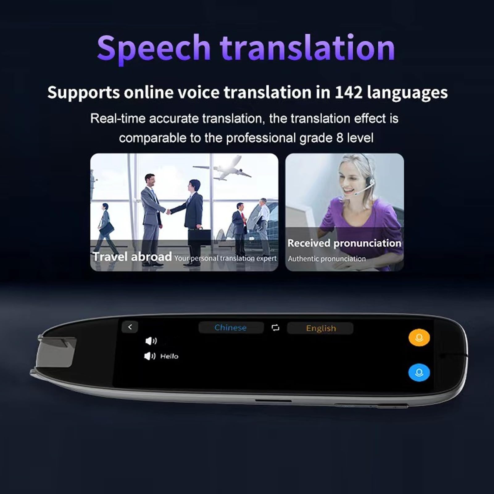 Stylo Lecteur de Numérisation, Dispositif de Synthèse Vocale pour la Dyslexie, Traducteur de Langue en Ligne 142 Langues, Dispositif de Traduction Numérique Intelligent à