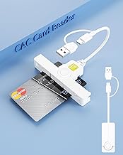 2 in 1 USB-C & USB-A Smart Card Reader Digital Signature DOD Military USB mart Card and ID Card Reader CAC Compatible ISO 7816 Clase A,B,C for PC Windows Linux Mac OS Smartphone