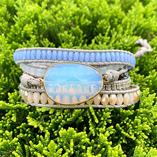 Ygline Chakra Handmade Leather Wrap Bracelet Imperial Jasper Wrap Adjustable Bead Bracelet #TOP2